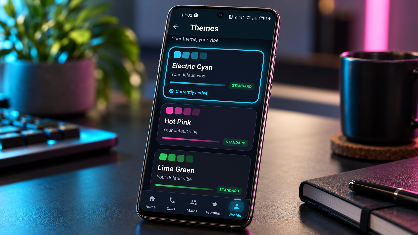 Banta themes including Electric Cyan, Hot Pink and Lime Green